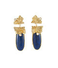 Warisan Bunga Lapiz Lazuli Drop Earrings Gold Dip