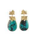 Warisan Bunga Turquoise Drop Earrings Gold Dip