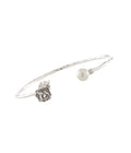 Mini Lotus Bangle with Pearl Silver