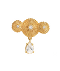 Titimangsa Crystal Dangle Brooch Gold Dip