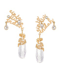 Hujan Kata Crystal Drop Earrings Gold Dip
