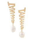 Tanah Air Long Studs Pearl Gold Dip