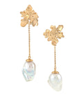 Wanasari Drop Chain Baroque Earrings Gold Dip