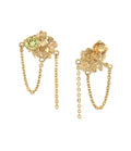 Kirana Citrine Studs with Chain Dangle Gold Dip