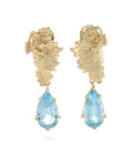 Cendrawasih Sky Blue Topaz Medium Drop Earrings Gold Dip