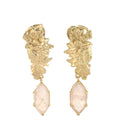 Tidore Rose Quartz Medium Drop Earrings Gold Dip