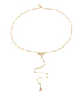 Puspanjali Long Necklace with Red Garnet Dangle Gold Dip