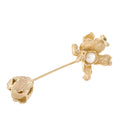 Lotus Flower with Pearl Long Pin Gold Dip