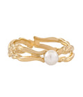 Akar Cross Ring Pearl Gold Dip