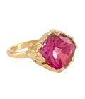 Forgotten Garden Pink Topaz Cushion Statement Ring Gold Dip