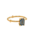 Pesona Dark London Blue Topaz Ring Gold Dip