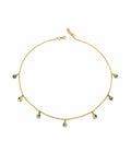 Green Quartz Dangle Necklace Gold Dip