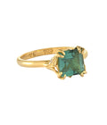 Square Green Quartz Ring Gold Dip