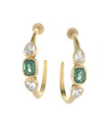 Green Quartz Small Hoops Gold Dip